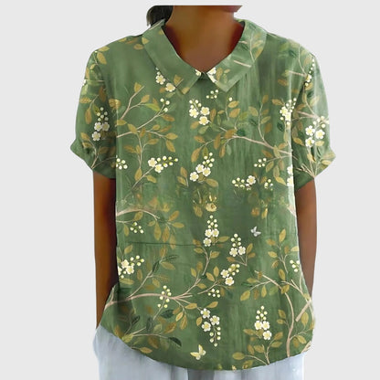 Stella | Womens Floral Collar Short Sleeve Blouse
