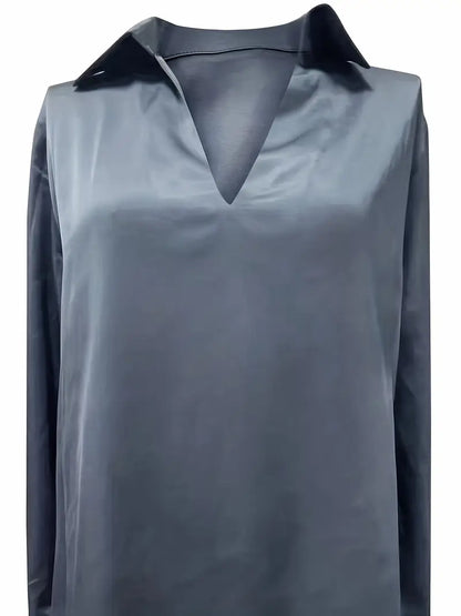 Women's Collared V-Neck Blouse