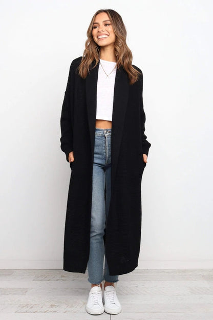 Women's Longline Cardigan Soft Knit Open Front Beige