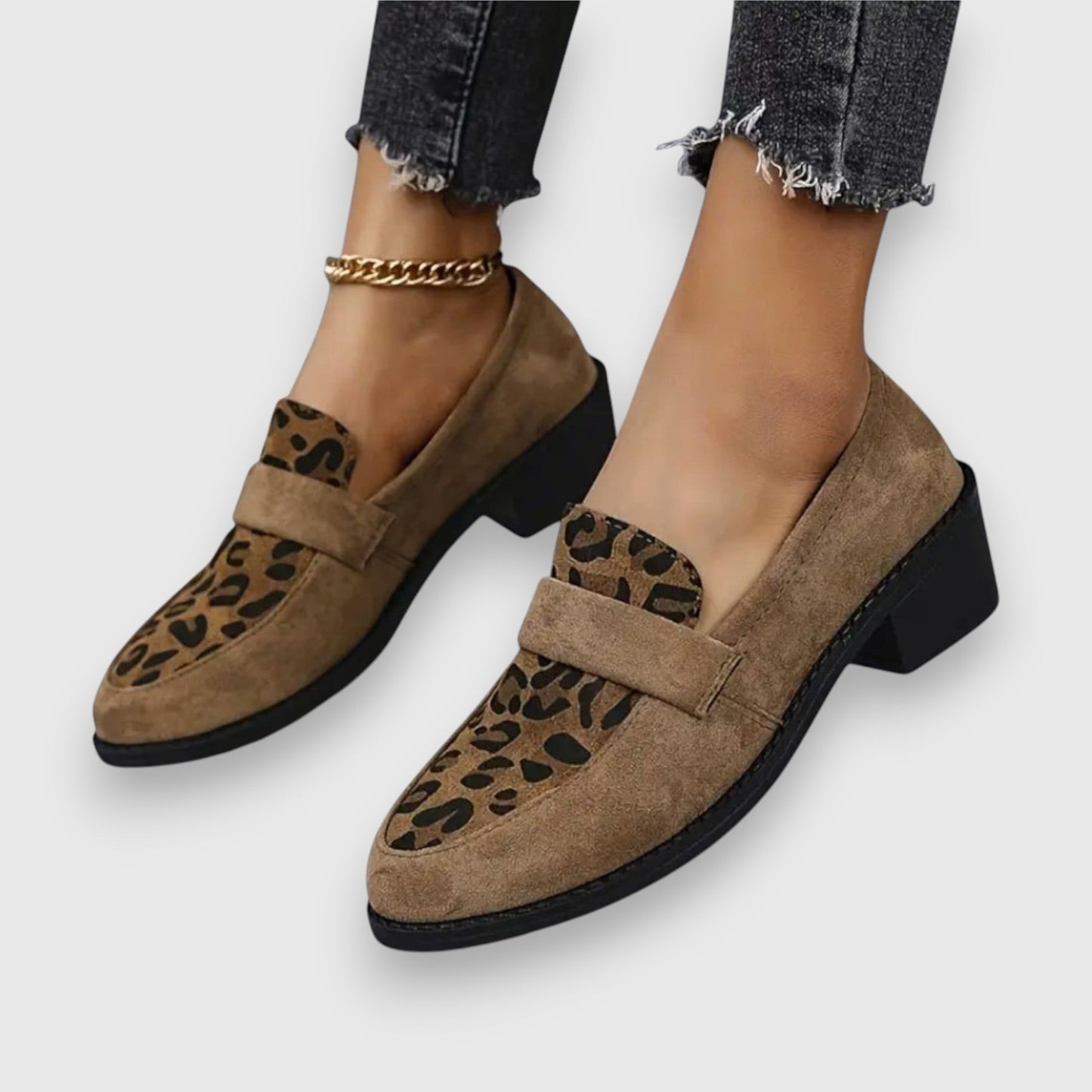 Women’s Leopard Block Heel Loafers