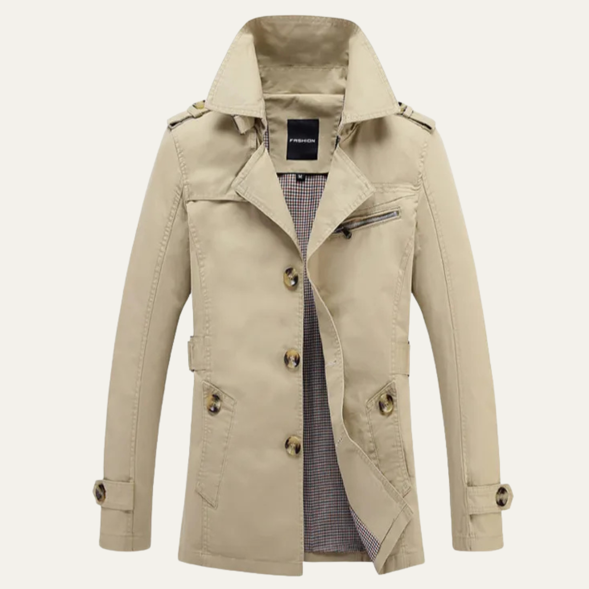 Men's Double Breasted Trench Coat Classic Wool - Fashinoza
