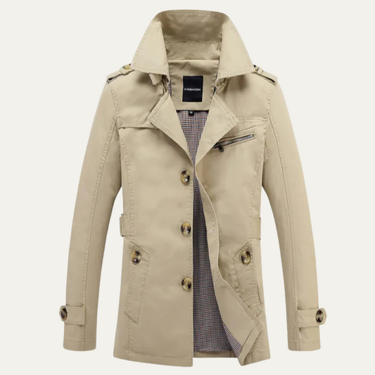 Men's Double Breasted Trench Coat Classic Wool - Fashinoza