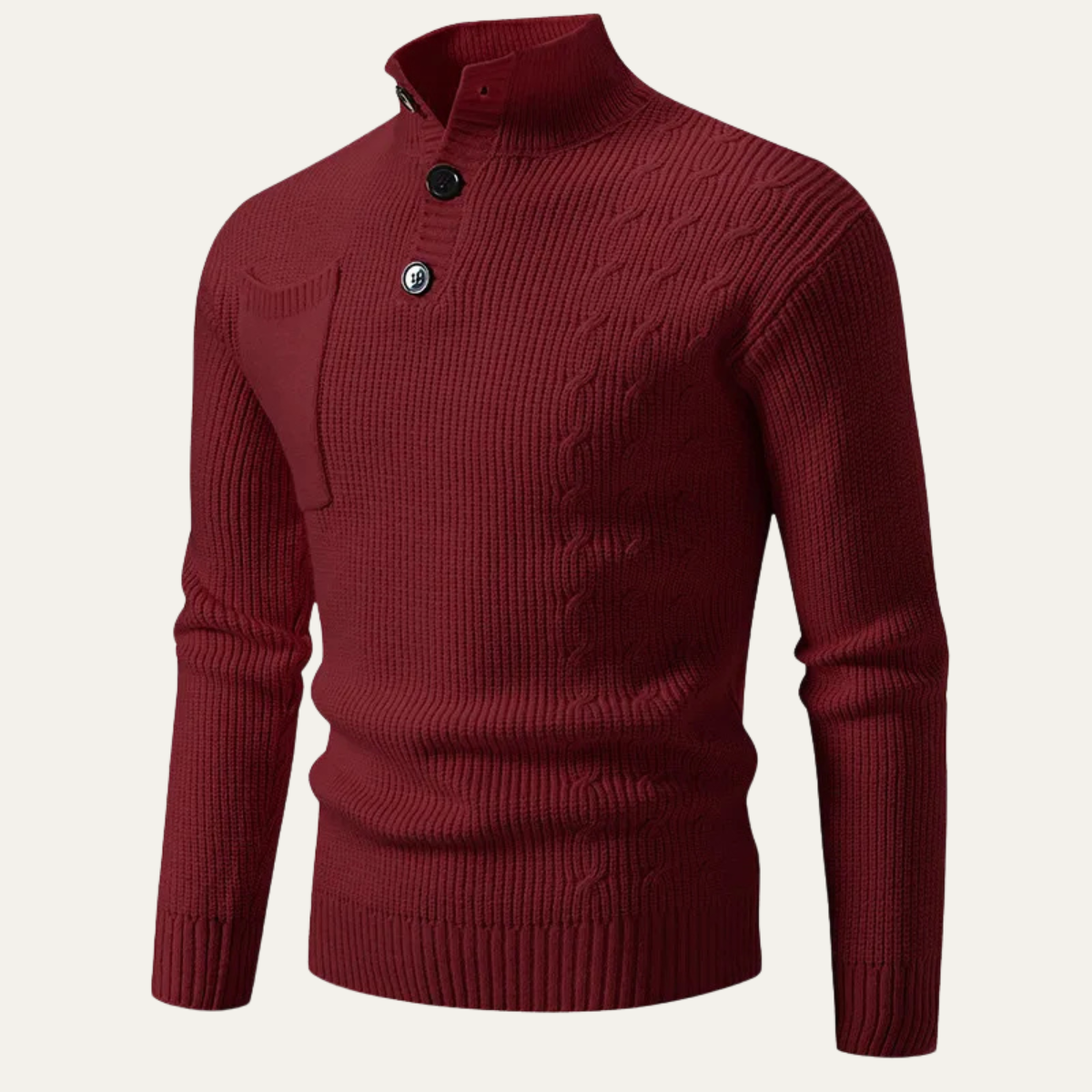 Men's Winter Knitted Sweater Button Front
