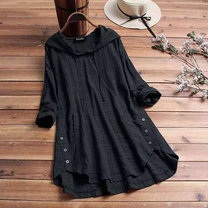 Women's Plaid Hoodie Dress Comfortable - Fashinoza