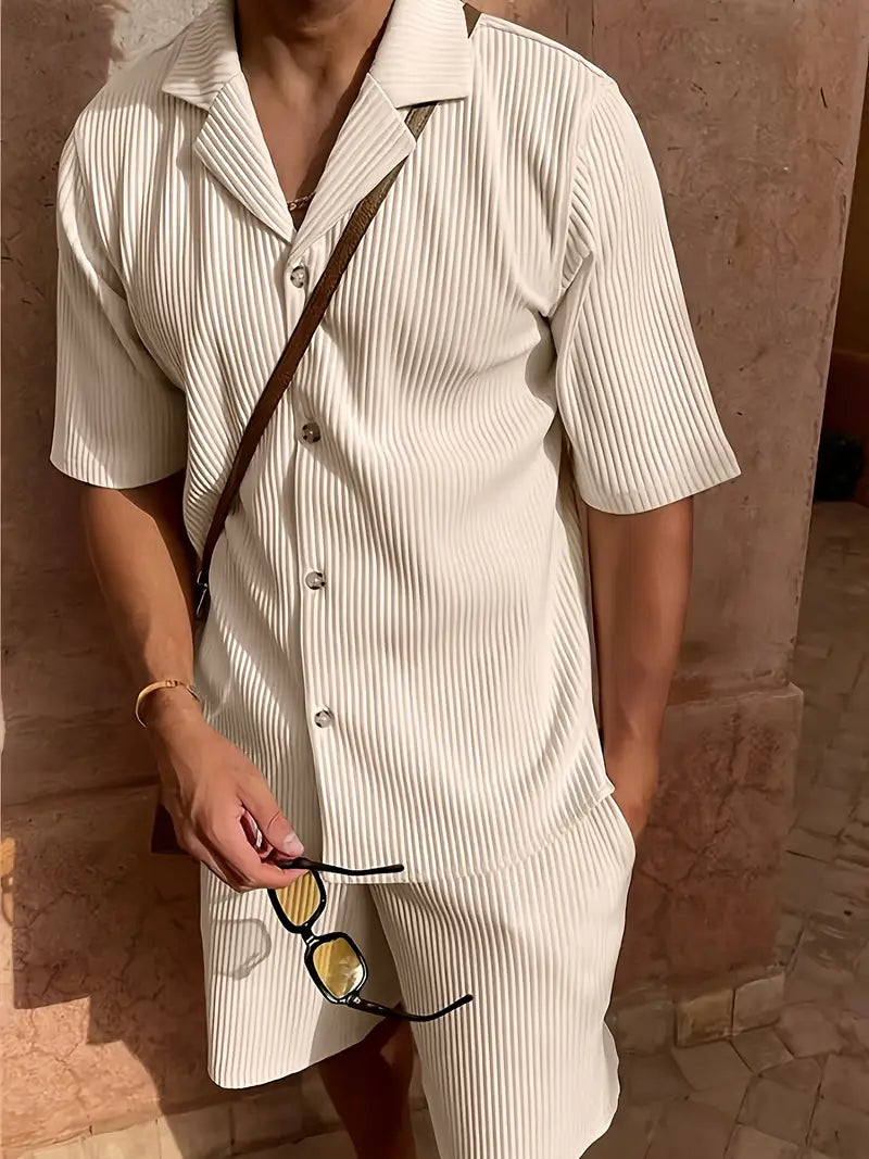 Linen Summer Pants Set Casual Beige