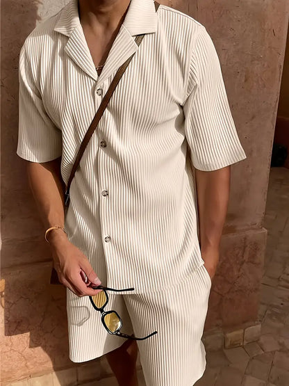 Linen Summer Pants Set Casual Beige