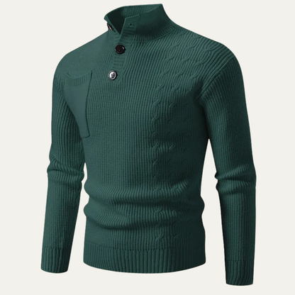 Men's Winter Knitted Sweater Button Front