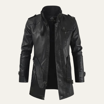 Men's Vintage Leather Jacket Thick Fleece Lined - Fashinoza