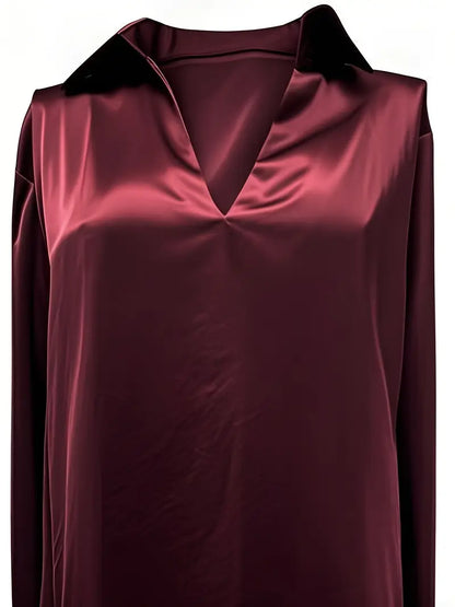 Women's Collared V-Neck Blouse