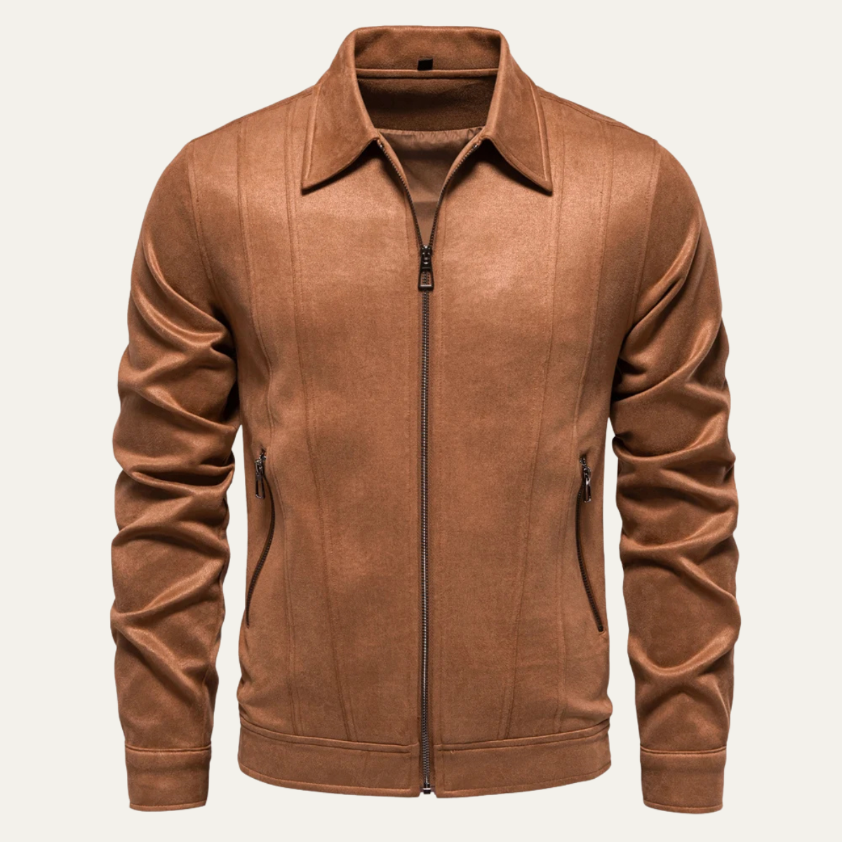 Men's Leather Biker Jacket Zip Up Black - Fashinoza
