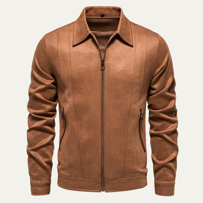 Men's Leather Biker Jacket Zip Up Black - Fashinoza