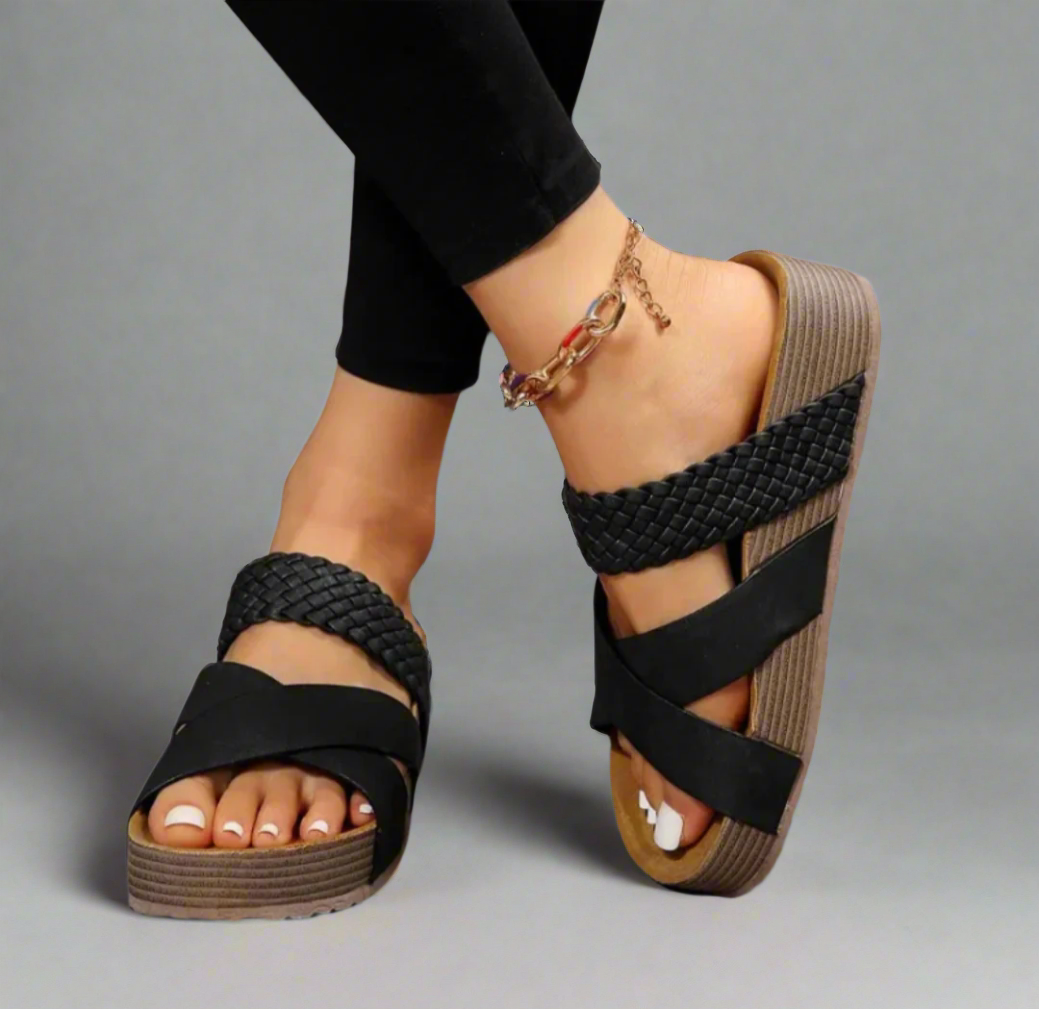 Women's Open-Toe Sandals Cross Strap Design