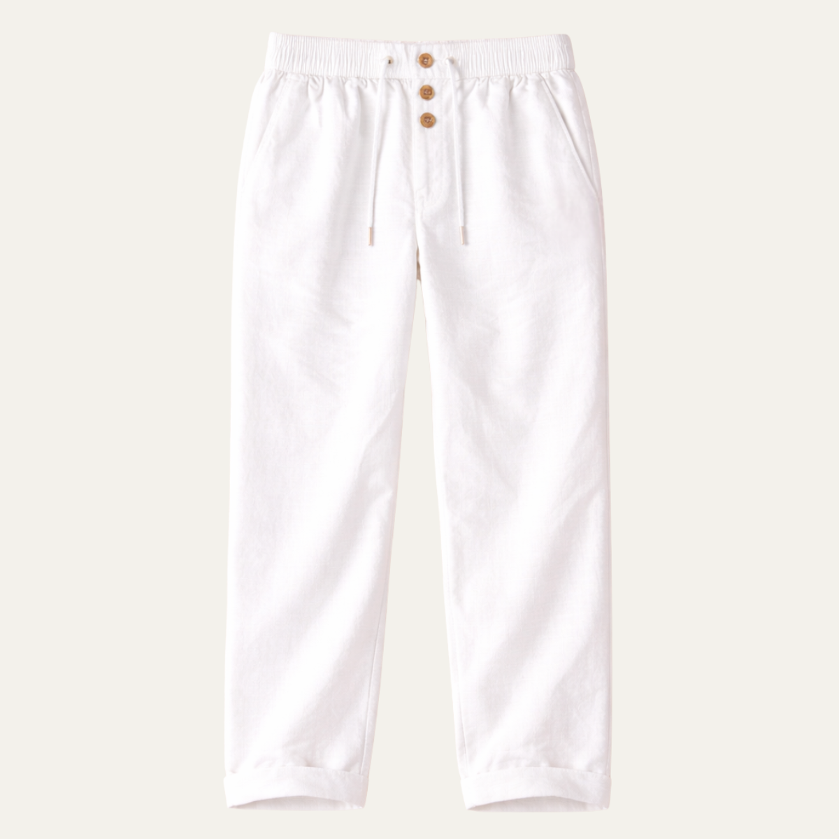 Men's Cotton Linen Straight Leg Pants Breathable Beige - Fashinoza