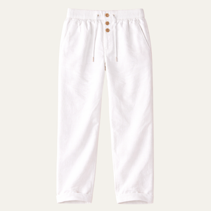 Men's Cotton Linen Straight Leg Pants Breathable Beige - Fashinoza