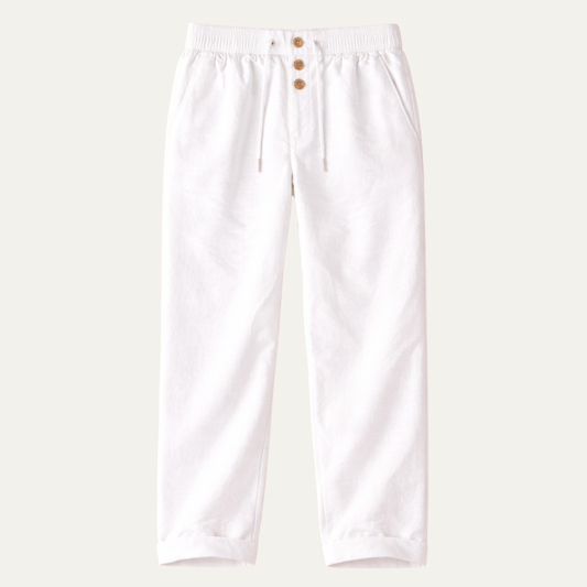 Men's Cotton Linen Straight Leg Pants Breathable Beige - Fashinoza