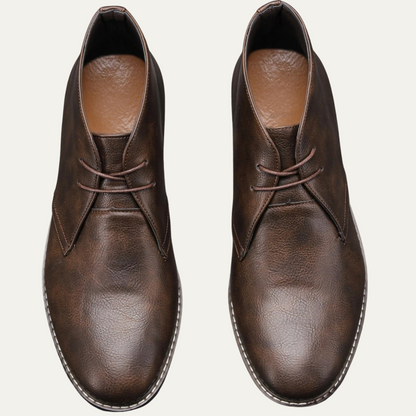 Men's Ankle Boots Brown Leather Vintage Style