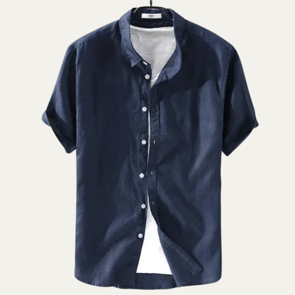 Montland Men's Cotton Linen Shirt Lightweight Relaxed Fit