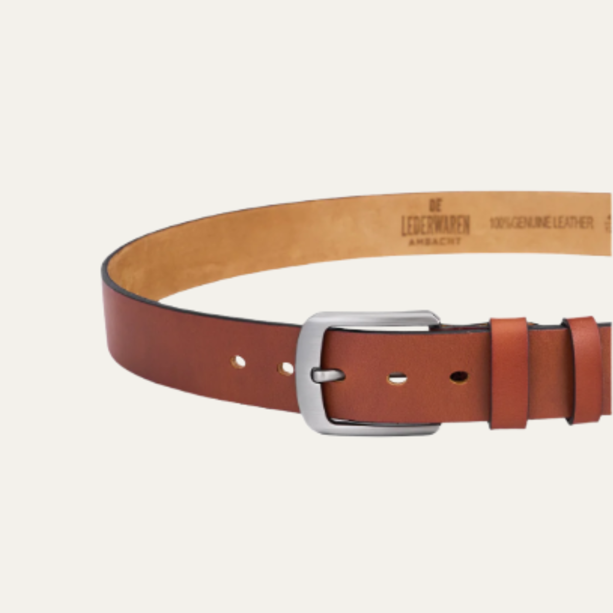 Men's Leather Classic Belt Durable Buckle Brown