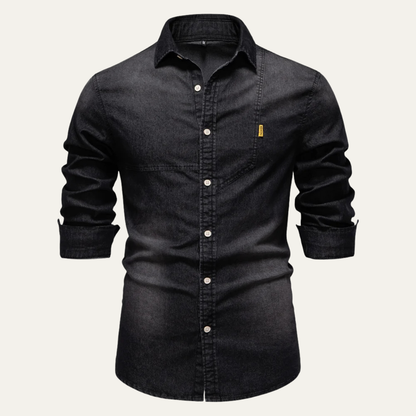 Mens Slim Fit Denim Shirt Cowboy Style Blue