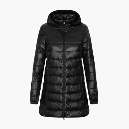 Women's Down Parka Coat Hooded Long Black - Fashinoza
