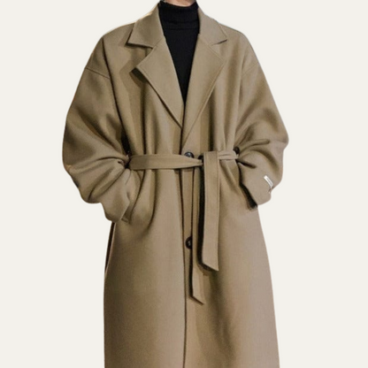 Men's Wool Wrap Coat Camel Color With Belt