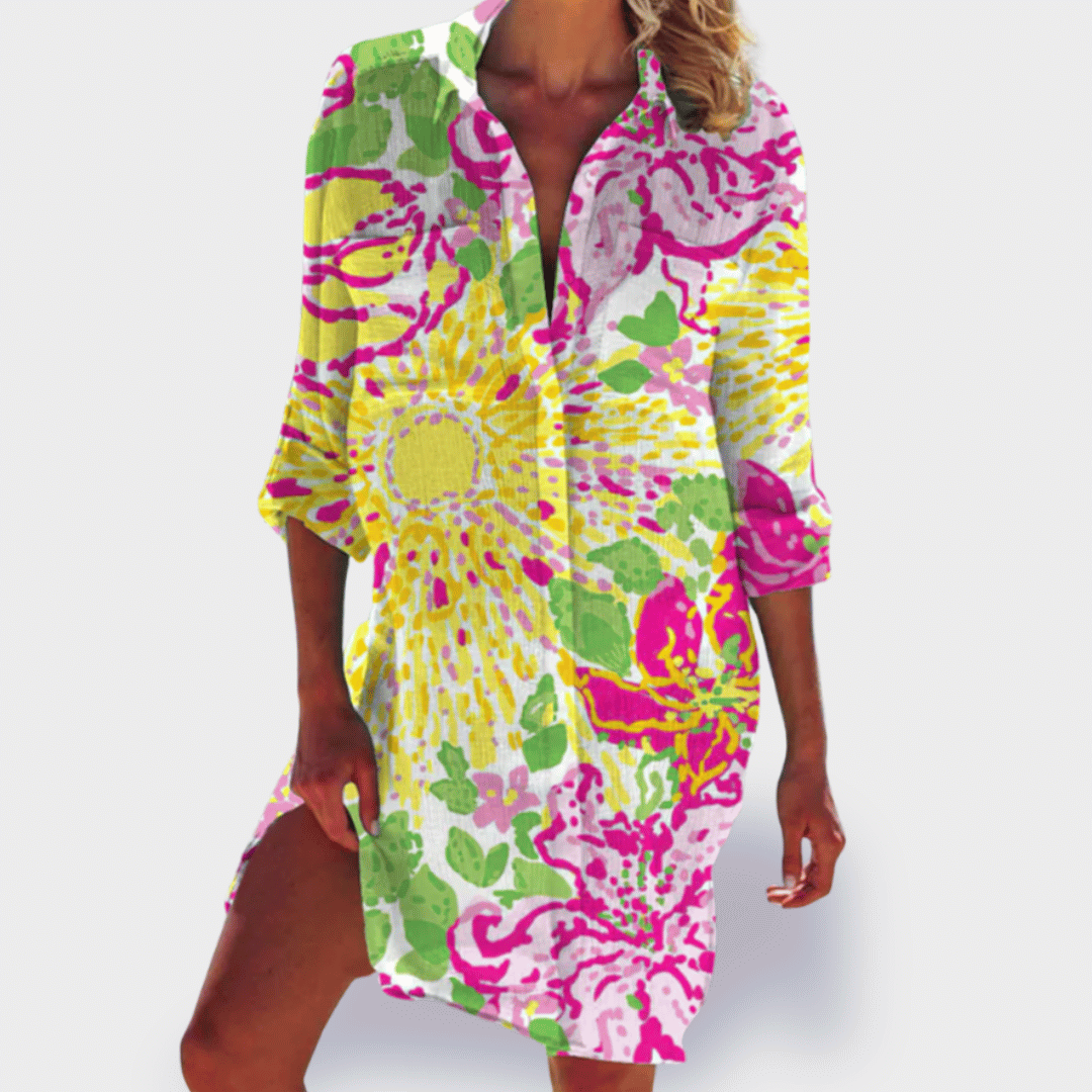 Women's Floral Draped Sundress Casual Summer Dress