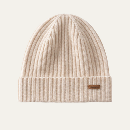 Men's Cashmere Beanie Ribbed Knit Black - Fashinoza