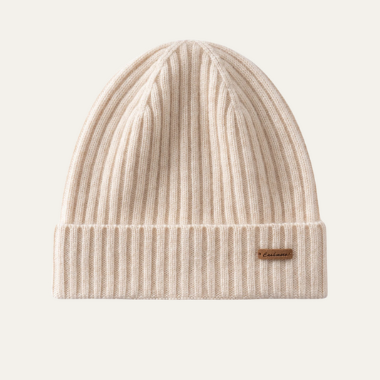 Men's Cashmere Beanie Ribbed Knit Black - Fashinoza