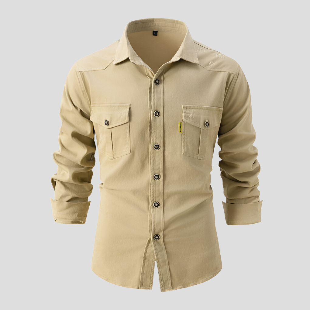 Mens Casual Button Down Shirt Durable Cotton