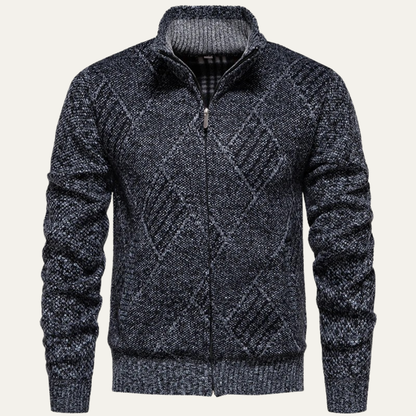 Men's Casual Knit Zip Up Jacket