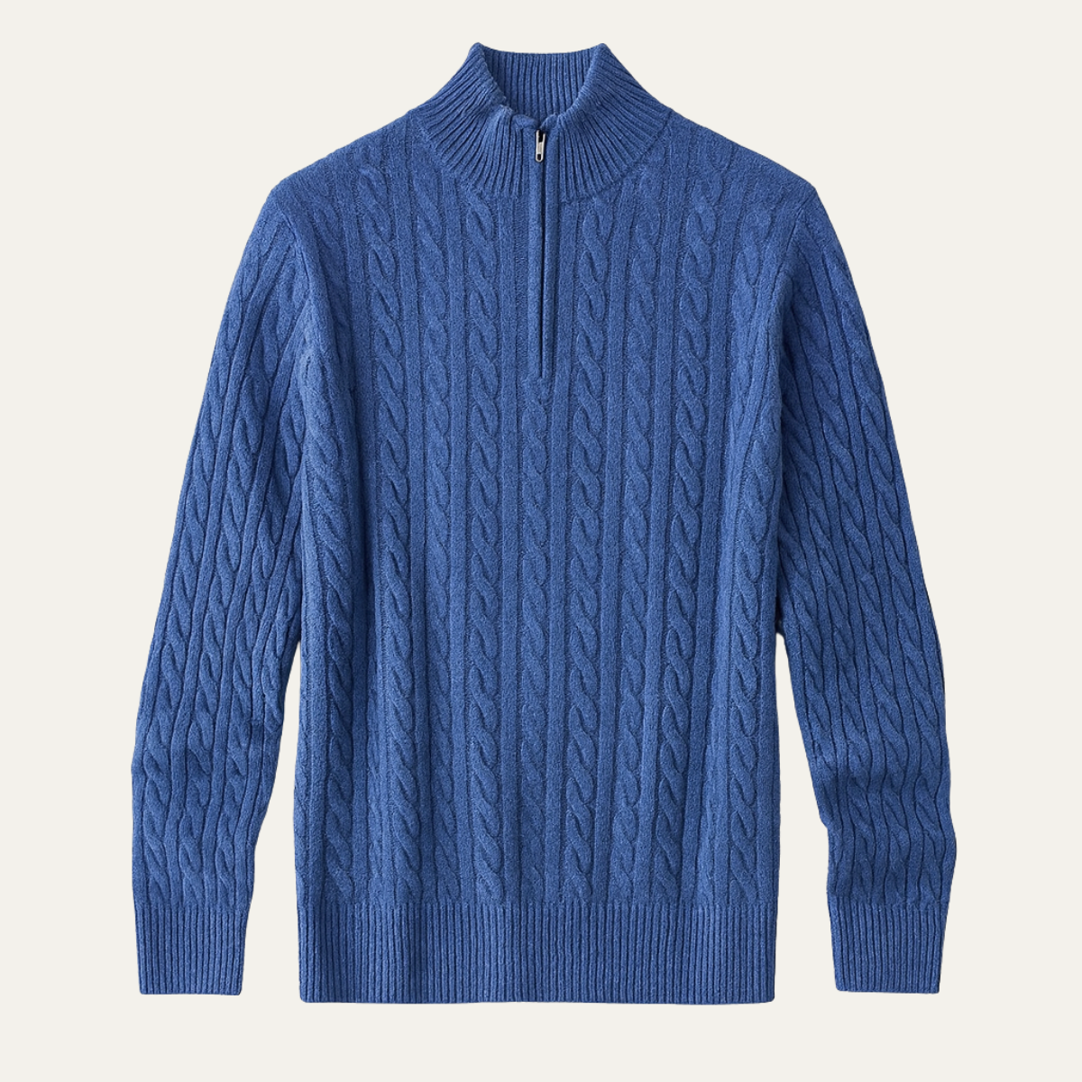 Men's Mock Neck Half Zip Sweater Warm Knit Winter - Fashinoza