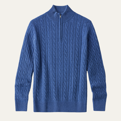 Men's Mock Neck Half Zip Sweater Warm Knit Winter - Fashinoza