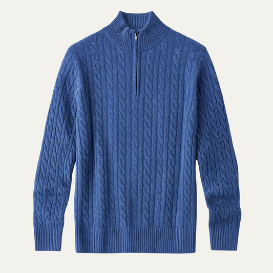 Men's Mock Neck Half Zip Sweater Warm Knit Winter - Fashinoza