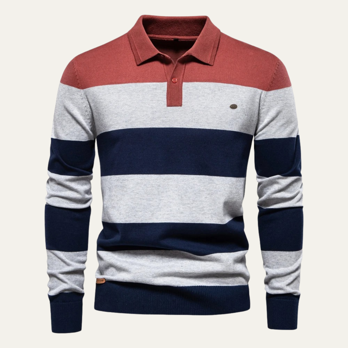 Men's Cotton Striped Polo Sweater