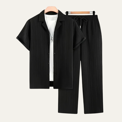 Men's Linen Shirt And Pants Set Lightweight