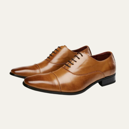 Men's Leather Dress Shoes Polished Black - Fashinoza