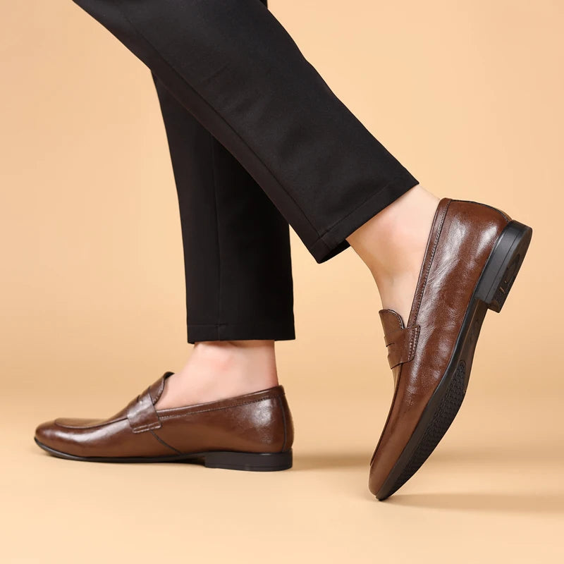 Men's Slip-On Dress Shoes Strap Detail Leather