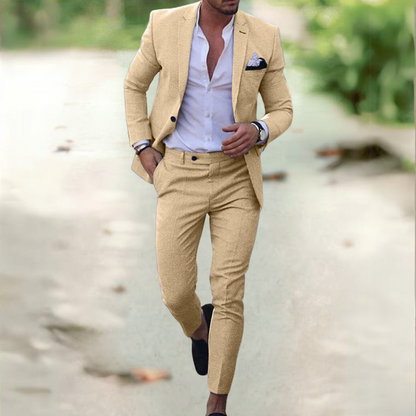 Men's 2-Piece Suit Buttoned Jacket And Pants
