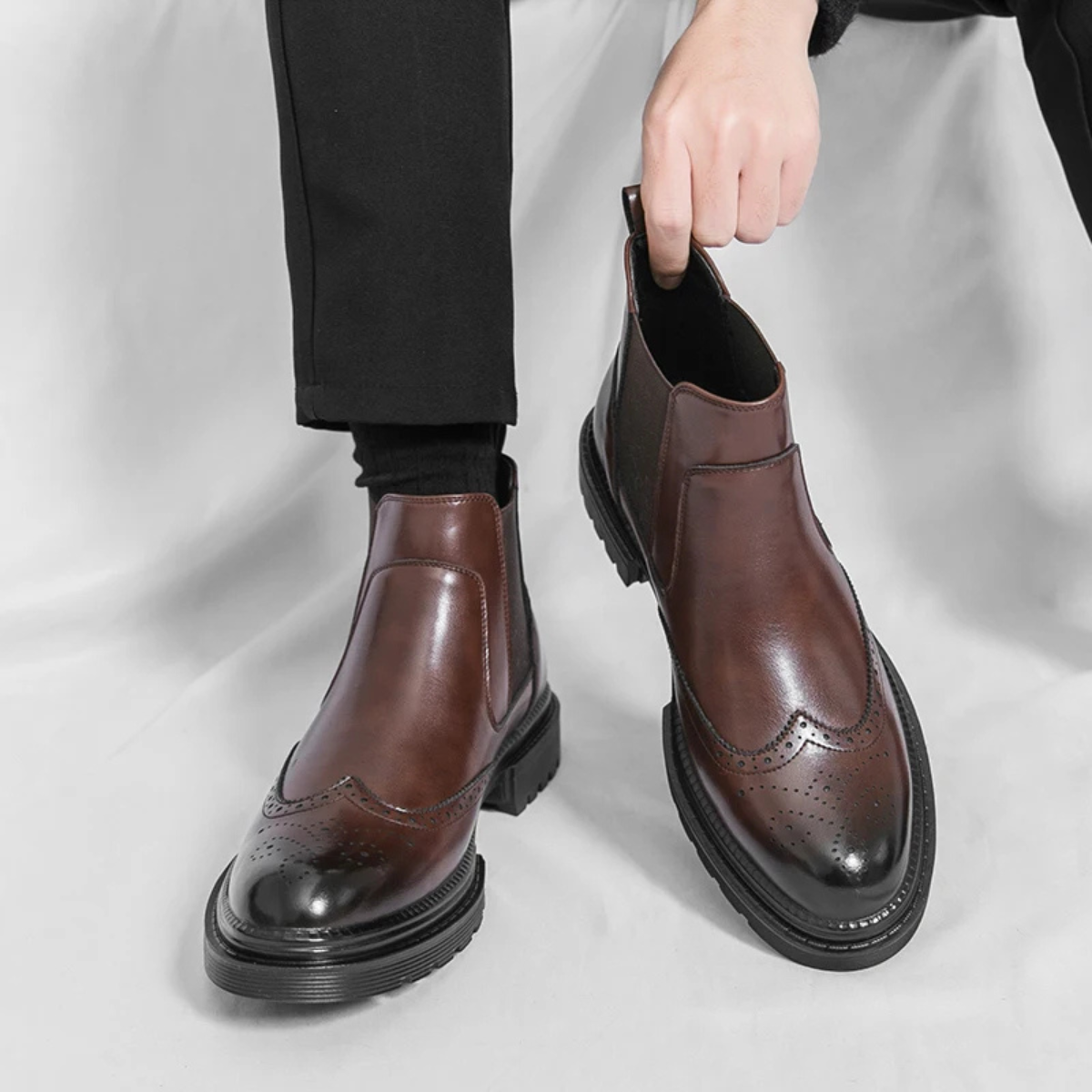 Men's Chelsea Boots Leather Anti-Slip Brown