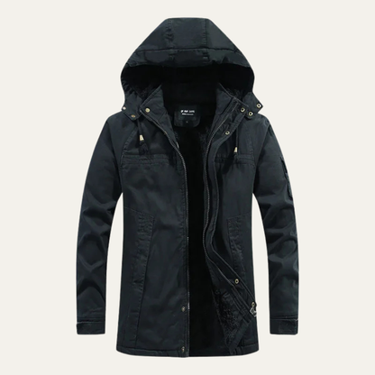 Men's Casual Hooded Cotton Jacket Warm Lining