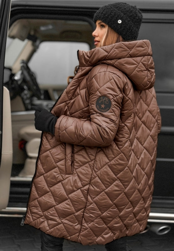 Women's Quilted Long Winter Coat With Hood