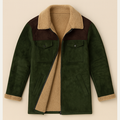 Men's Suede Fleece Lined Jacket With Pockets - Fashinoza