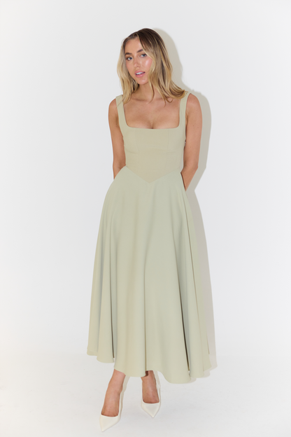Women's Sleeveless Square Neck Midi Dress