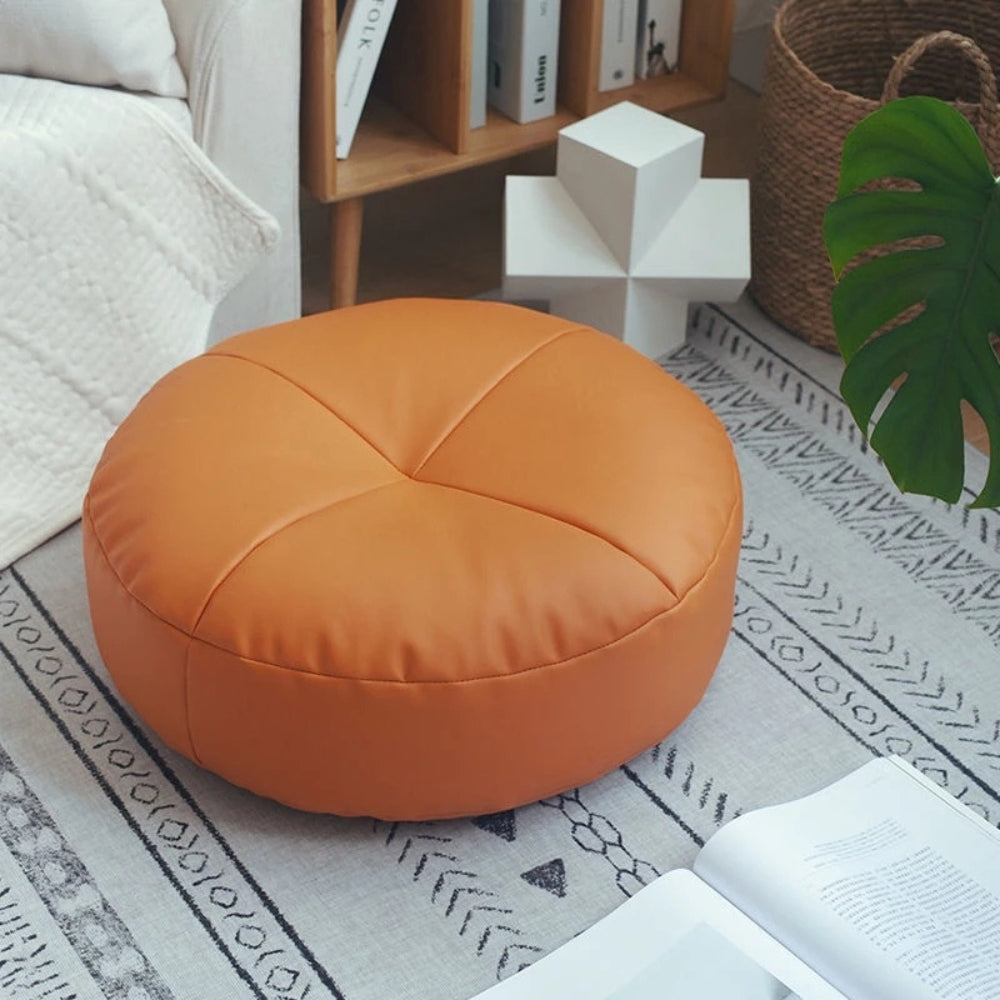 Japanese Style Leather Cushion Minimalist Nappa Leather Brown