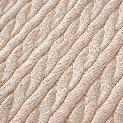Men's Cotton Cable Knit Sweater Half Zip Natural