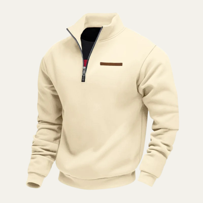 Men's Warm Half Zip Sweater Stand Collar Casual