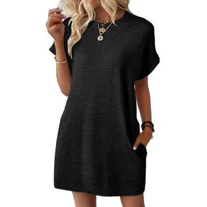 Women's Crew Neck Mini T-Shirt Dress Short Sleeve