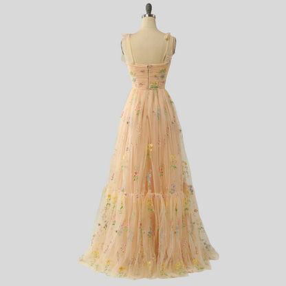 Women's Embroidered Tulle Ball Gown Evening Wear
