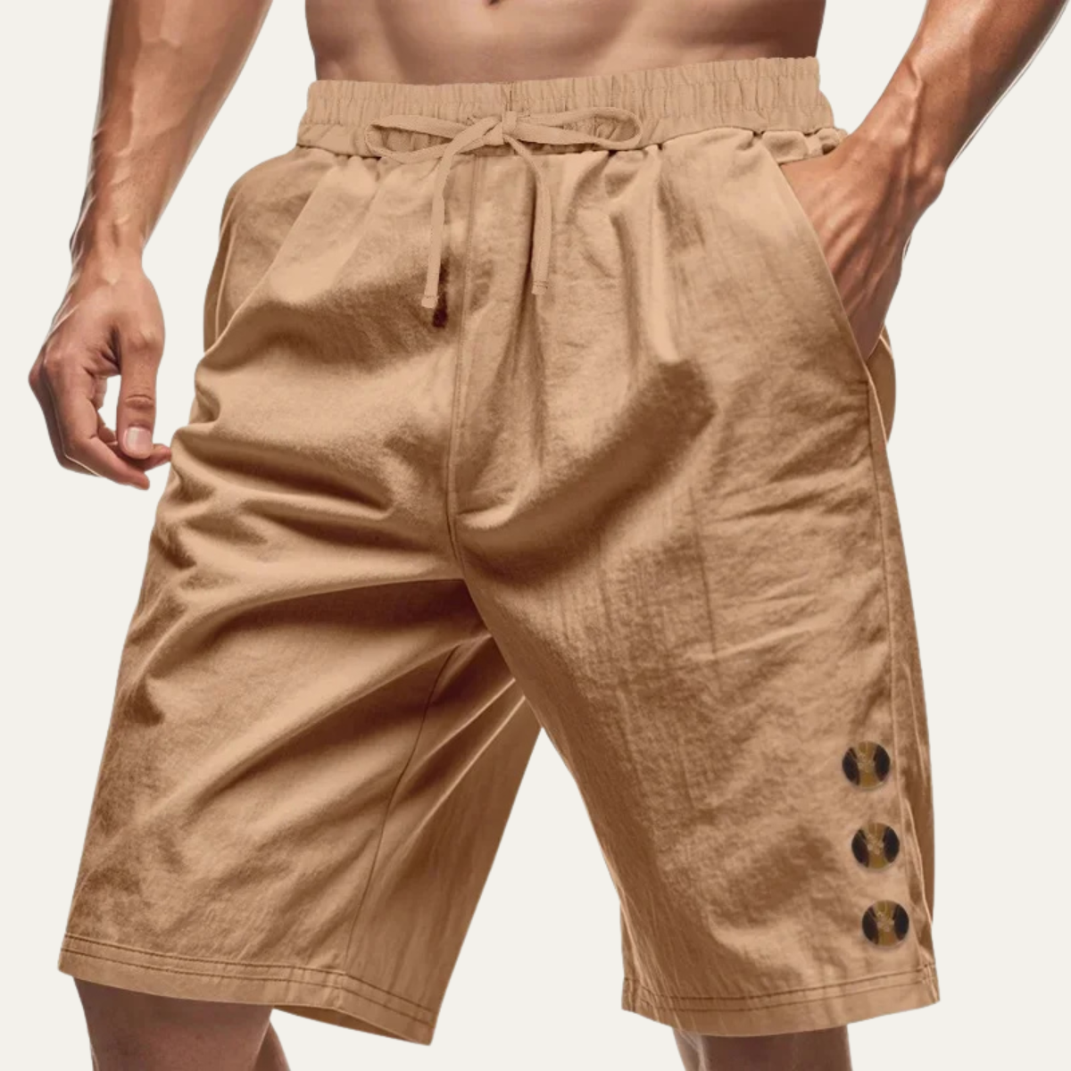 Men's Casual Drawstring Shorts Button Detail Summer