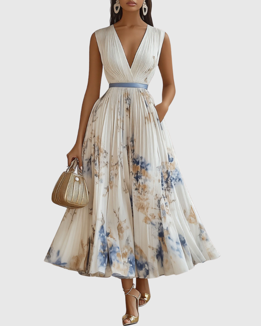 Faith | Womens Sleeveless Pleated Floral Midi Dress